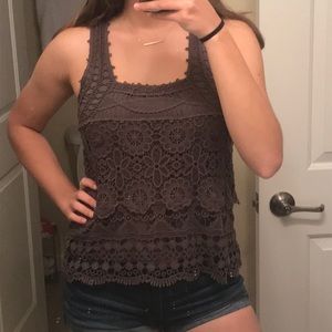 PINS & NEEDLES- dark grey lace tank
